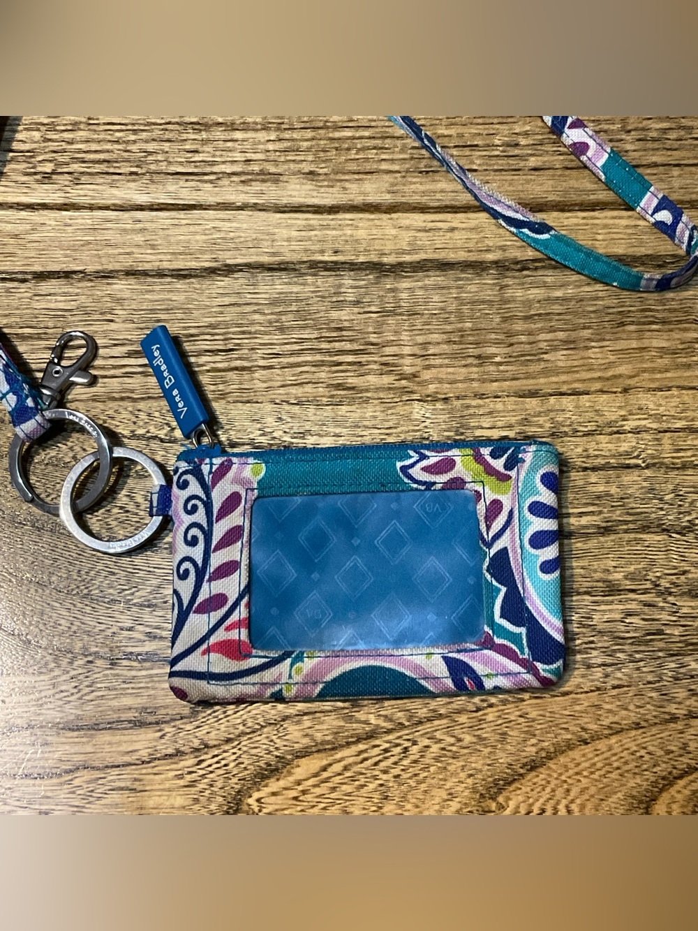 Vera Bradley Zip ID Case & matching Lanyard, Blue Island Medallion, EUC - Picture 6 of 8